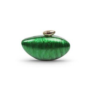 9813 Green Evening Clutch Purse , Acrylic Wedding Guest Clutch Metal Chain